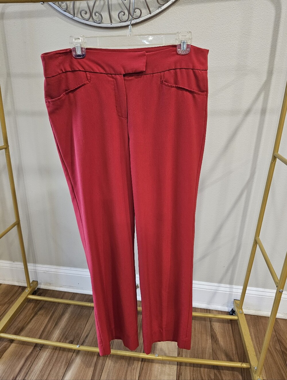 Signature by Larry Levine Red Stretch Trouser Pants Size 10